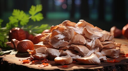 Oyster Mushrooms and Hazelnuts Still Life