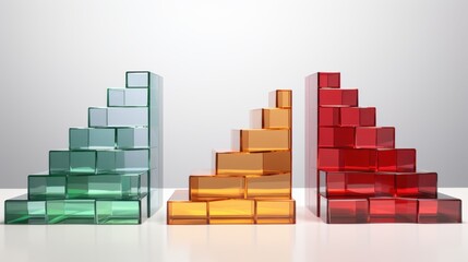 Colorful glass blocks form ascending stairs