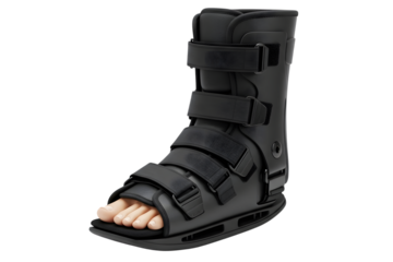 Medical walking boot for foot and ankle injuries isolated on transparent background