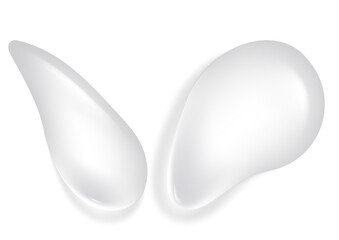 Two drops of white liquid isolated on transparent background