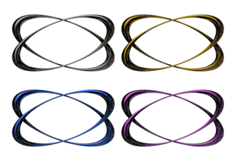 Set of abstract oval frames isolated on transparent background