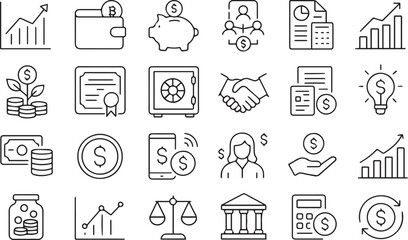 Finance and investment icons set