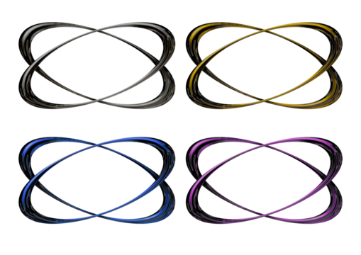 Set of abstract oval frames isolated on transparent background