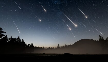 Fototapeta premium The Enchantment of the Night Sky with Amazing Meteor Showers 