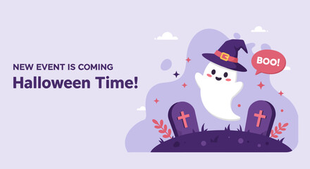 A cartoon ghost celebrating halloween time, vector illustration