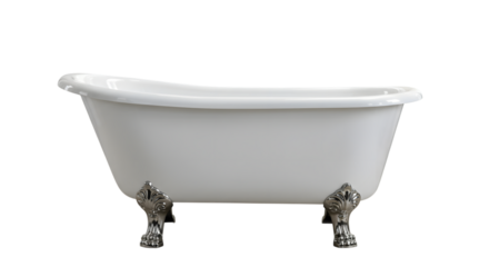 White clawfoot bathtub isolated on transparent background offers a vintage and elegant design