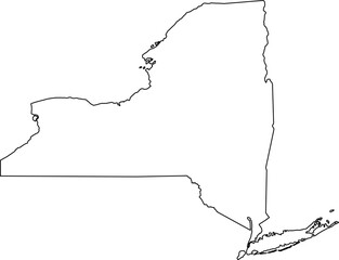 A minimalist outline map of New York State, USA, without any internal county borders. Ideal for sleek presentations and modern infographics.

