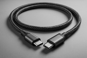 Fototapeta premium Set of multiple USB cables flat lay