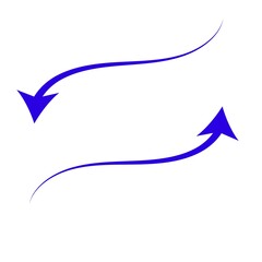 Curved Blue Arrow Set with Smooth Flow Design on White Background