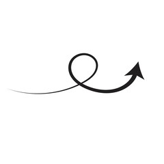 Curved Looping Black Arrow Vector with Elegant Swirl Design