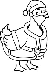 Goose in Santa Claus costume illustration christmas cartoon