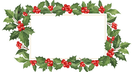 Festive christmas holly frame isolated on transparent background is perfect for holiday designs