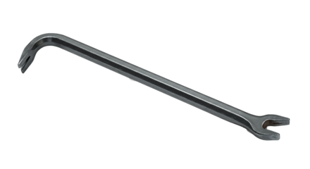 Versatile Steel Pry Bar with Claw and Wrench Ends Isolated on White Background for Construction, Demolition, and Carpentry Projects