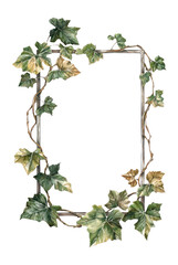 Naklejka premium PNG A cute frame made of vines illustration green ivy.