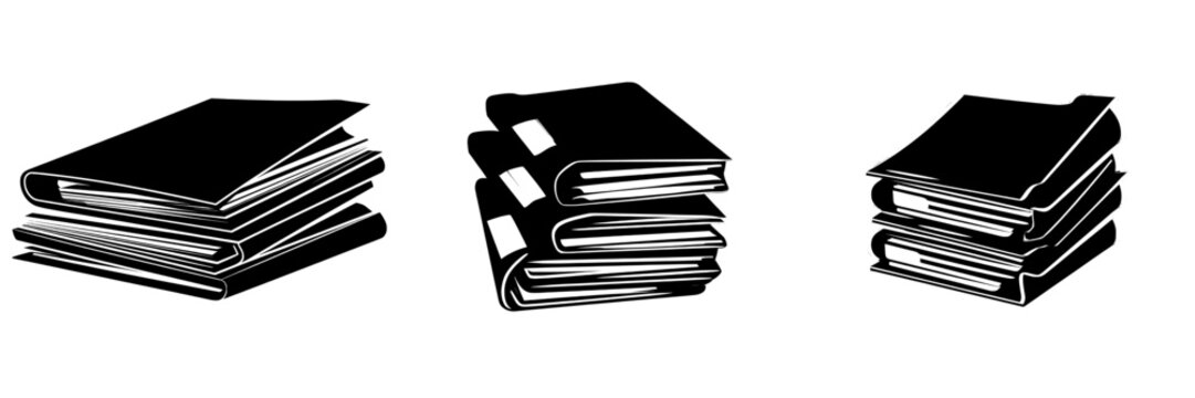 A modern cartoon depiction of an archive with a stack of stationery folders containing documents and office paperwork, isolated on a background