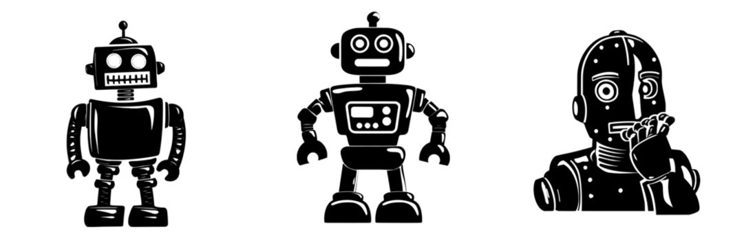 Modern cartoon illustration of a stock robot soldier isolated on a background, representing the development of robots