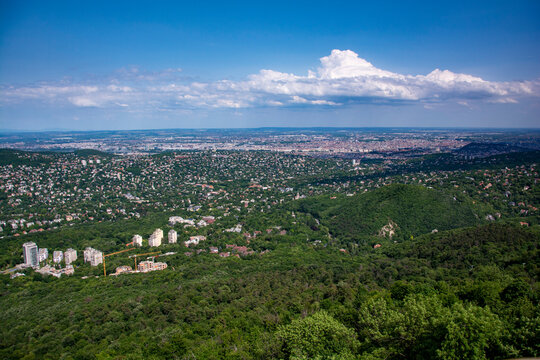 landscape with mountains and view over budapest from normafa and elizabeth lookout
