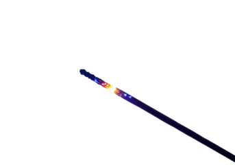 Deep violet sparkler smoldering, emitting cool ethereal blue light and soft luminous shimmering motes drifting upwards against transparent background with copy space, concept of ephemeral light