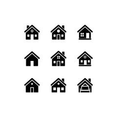 Home and Factory Icon Set | Minimal Vector Design for Industry, Real Estate, and Construction