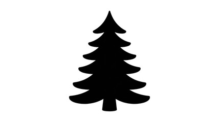 Obraz premium Minimal black Christmas tree silhouette, stark white background, simple composition