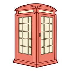 Obraz premium Classic Red Telephone Booth Illustration