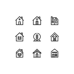 Home and Factory Icon Set | Minimal Vector Design for Industry, Real Estate, and Construction