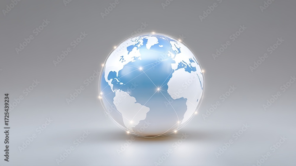 Poster global connectivity concept with stylized earth globe representing network and technology innovation