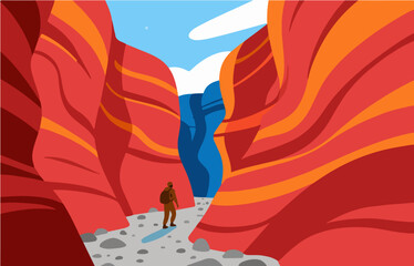 Graphic illustration style, landscape image, vector image