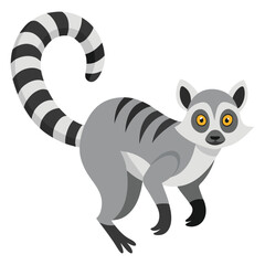 Fototapeta premium Adorable Ring Tailed Lemur Illustration with Iconic Striped Tail and Endearing Eyes a Delightful Depiction of Wildlife