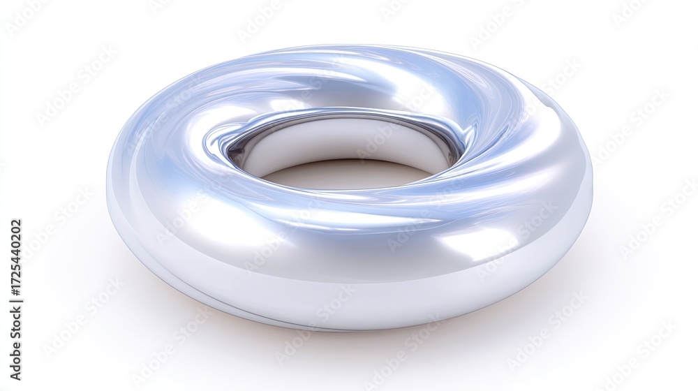 Poster sleek silver torus shape with smooth curved surface ideal for abstract design and modern artwork pur