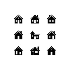 Home and Factory Icon Set | Minimal Vector Design for Industry, Real Estate, and Construction