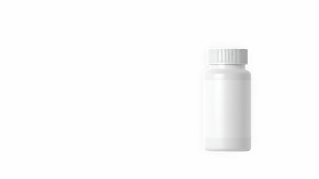 White pill bottle on right with copy space