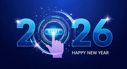 2026 Happy New Year Design, Blue Theme