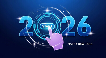 2026 New Year Start Button, Happy New Year