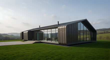 A home with a sleek, aerodynamic design