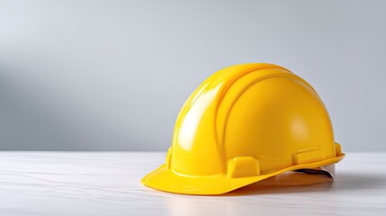 Bright Yellow Safety Helmet on a Clean Surface for Construction and Industrial Work Environment