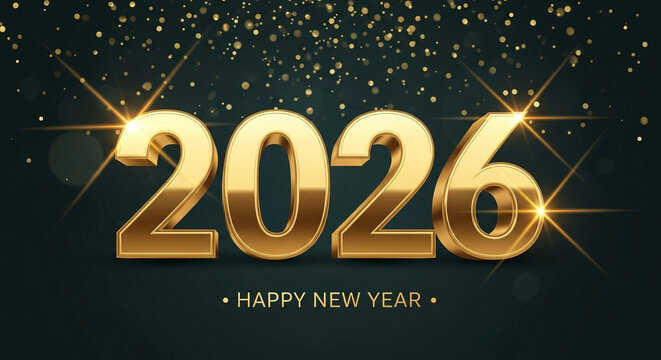 Happy New Year 2026 Golden Numbers Celebration