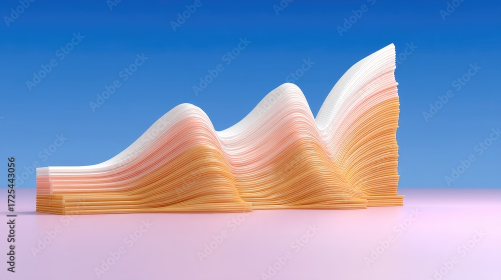 Poster abstract representation of curves and waves in soft pastel colors on a gradient background for artis