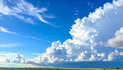 Vast sky filled with clouds over a field