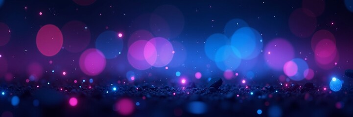 Abstract Cyberpunk Neon Glow with Holiday Festival Bokeh Lights in New Year Celebration