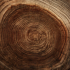 A detailed close-up of a tree trunk cross-section reveals intricate annual rings and natural wood grain, perfect for themes of nature, growth, age, and organic textures.

