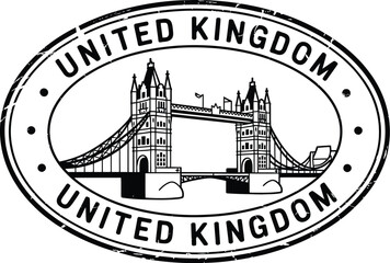 United kingdom london bridge travel stamp vector illustration