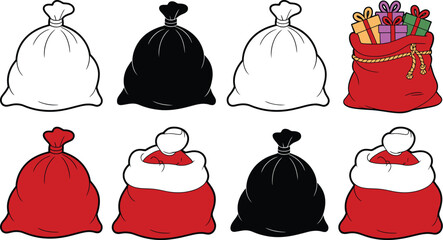 Santa sacks christmas gifts vector illustration clip art