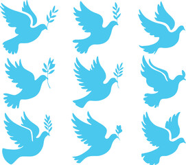 White doves of peace with olive branch vector illustration