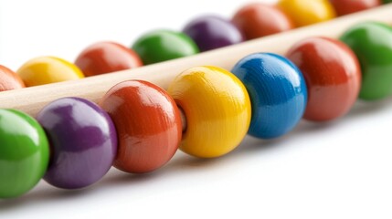Colorful Wooden Beads on a String for Educational Play and Creative Activities in Bright Vibrant Colors for Creative Learning