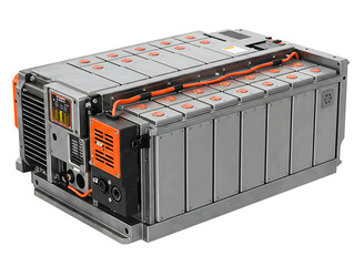 Fototapeta premium Automotive battery pack for electric vehicles isolated on transparent background