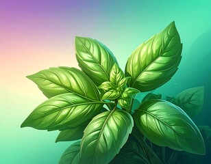 Vibrant basil plant illustration