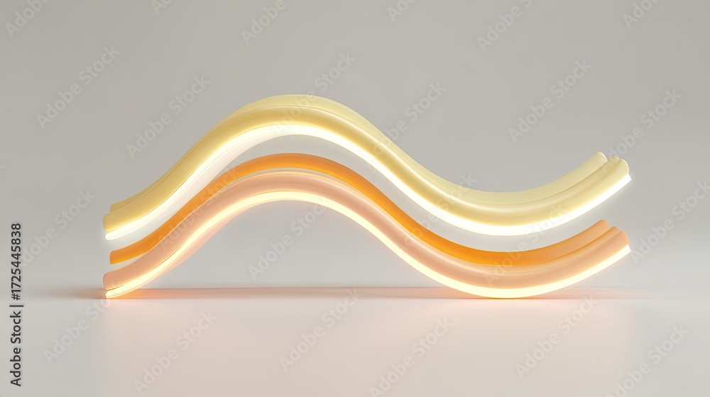 Poster soft curved neon light waves with gradient colors on a minimalistic background