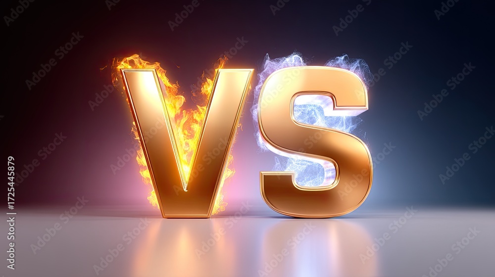 Poster dynamic clash of elements: fire versus ice in a bold visual display