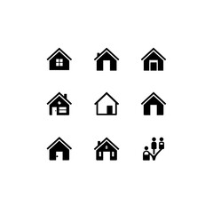 Home and Factory Icon Set | Minimal Vector Design for Industry, Real Estate, and Construction
